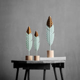 Gold-dipped Nordic Feathers [On A Wooden Base]