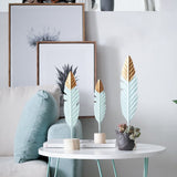 Gold-dipped Nordic Feathers [On A Wooden Base]