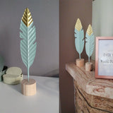 Gold-dipped Nordic Feathers [On A Wooden Base]