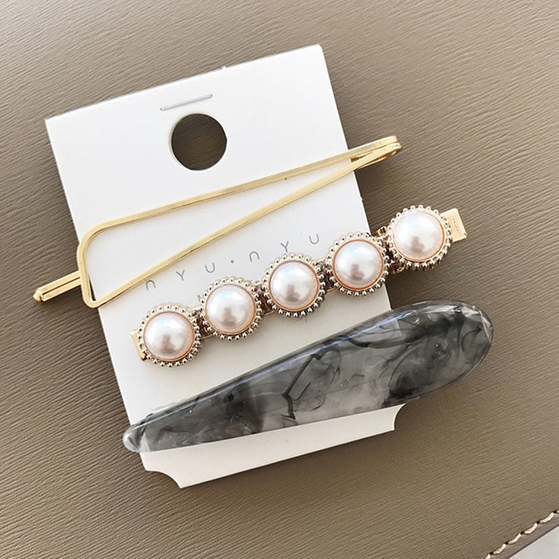 Vintage Pearl & Marble Hair Clips [Barrettes] – Journey Plain