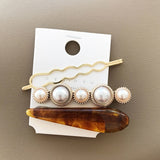 Vintage Pearl & Marble Hair Clips [Barrettes]