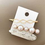 Vintage Pearl & Marble Hair Clips [Barrettes]